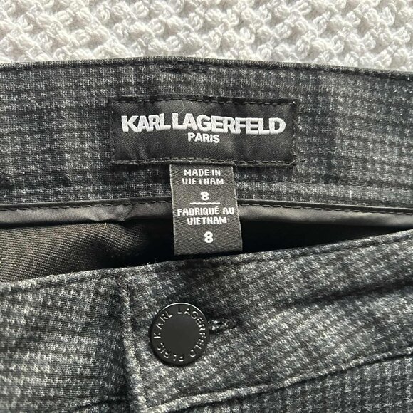 Karl Lagerfeld Paris Charcoal Micro-Check Slim Ankle Trousers – US 8 - Picture 6 of 6